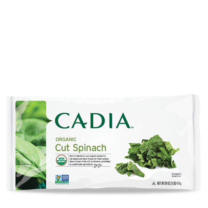 slide 1 of 1, Cadia Frozen Organic Cut Spinach, 16 oz