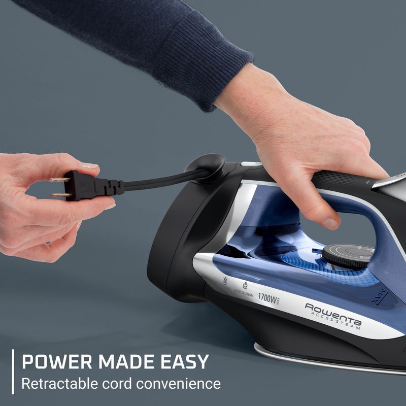 slide 8 of 10, Rowenta Steam Iron Access Steam Vertical Steaming Blue/Black, 1 ct