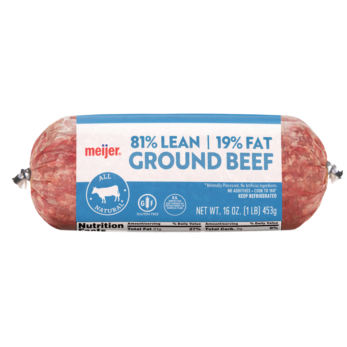 slide 1 of 1, National Beef 81/19 Ground Beef Roll, 1 lb