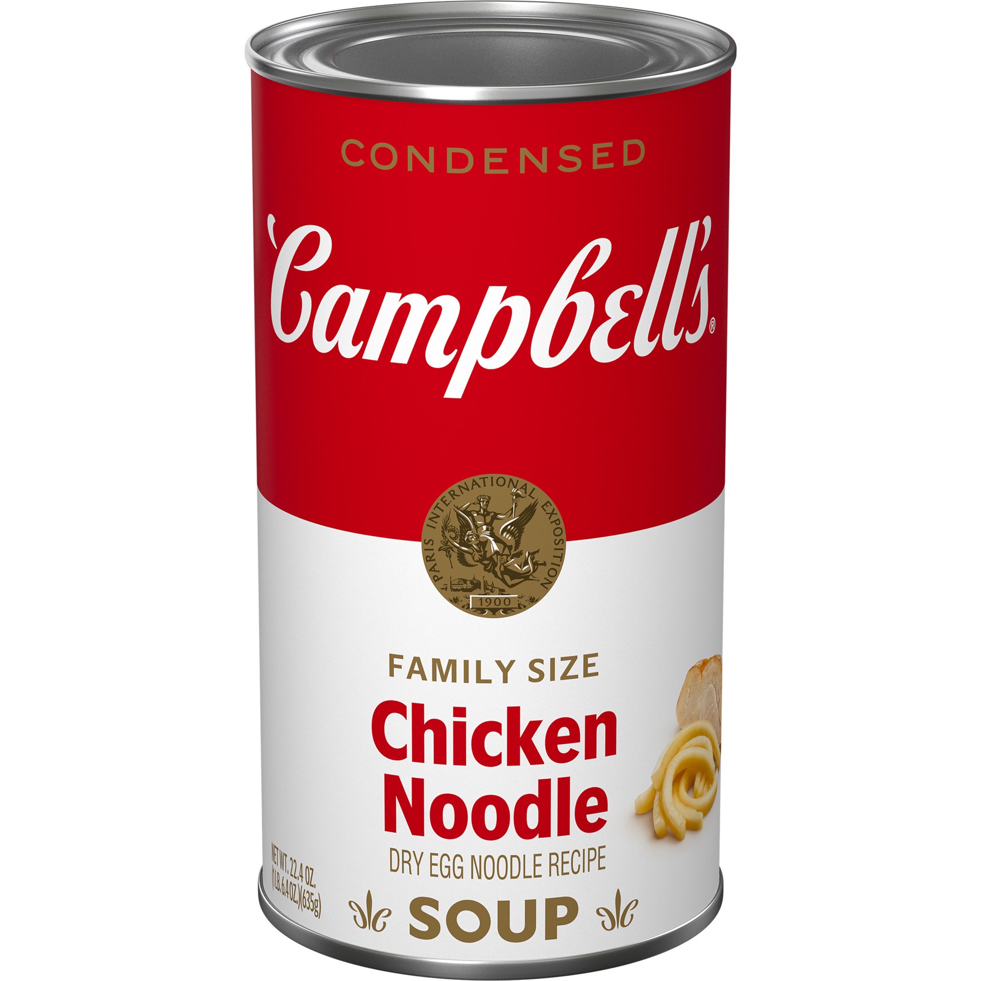 slide 1 of 1, Campbell's Condensed Chicken Noodle Soup Dry Egg Noodle Recipe, 22.4 oz Family Size Can, 22.4 oz