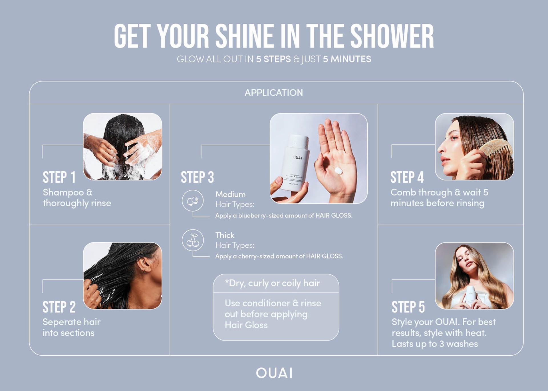 slide 3 of 8, OUAI Hair Gloss In-Shower Shine Treatment 6 oz / 177 mL,