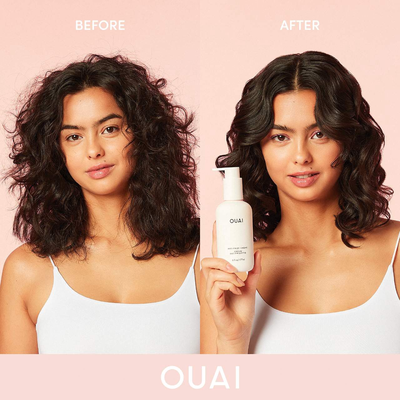slide 2 of 7, OUAI Mini Anti-Frizz Hair Styling Cream 3 oz / 89 ml,