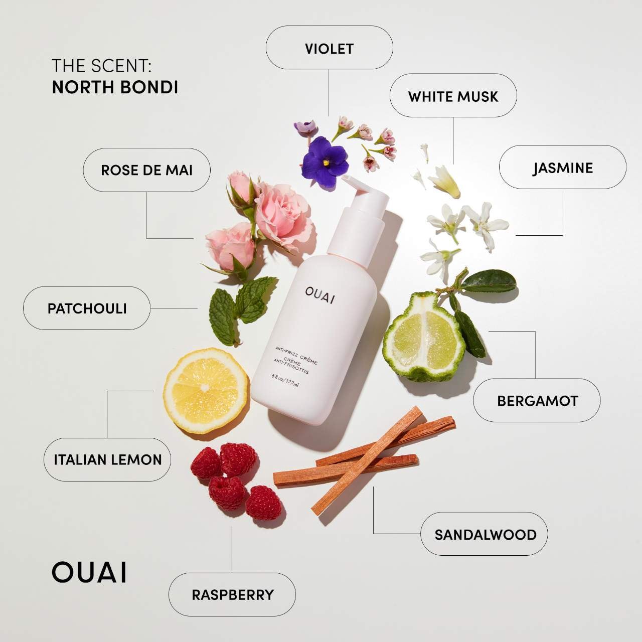 slide 6 of 7, OUAI Mini Anti-Frizz Hair Styling Cream 3 oz / 89 ml,
