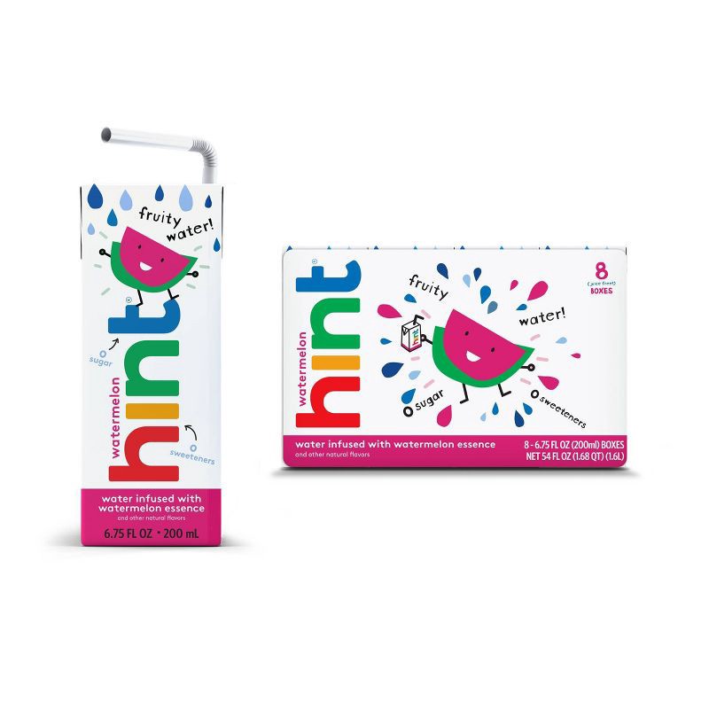 slide 3 of 6, hint Kids' Watermelon Flavored Water - 8pk/6.75 fl oz Boxes, 8 ct; 6.75 fl oz