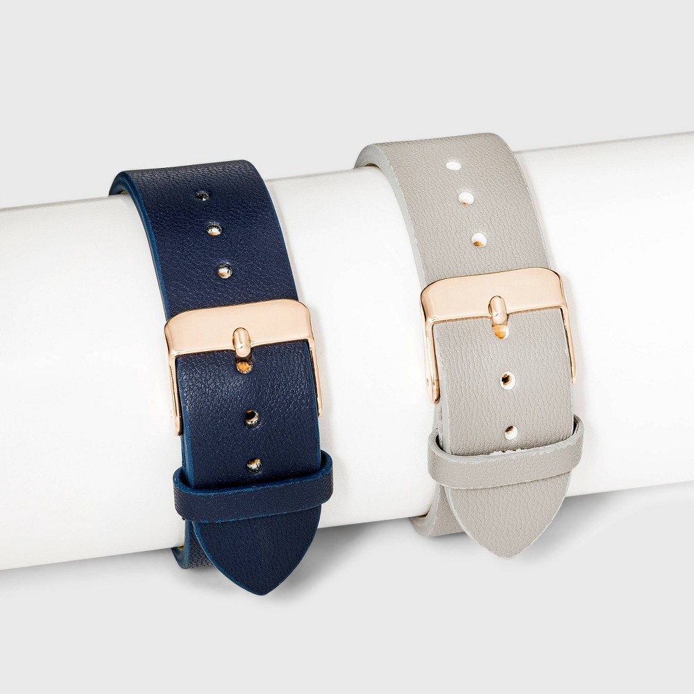 slide 3 of 3, Women's Strap Watch with Changeable Straps - A New Day Beige/Navy/Gray, 1 ct