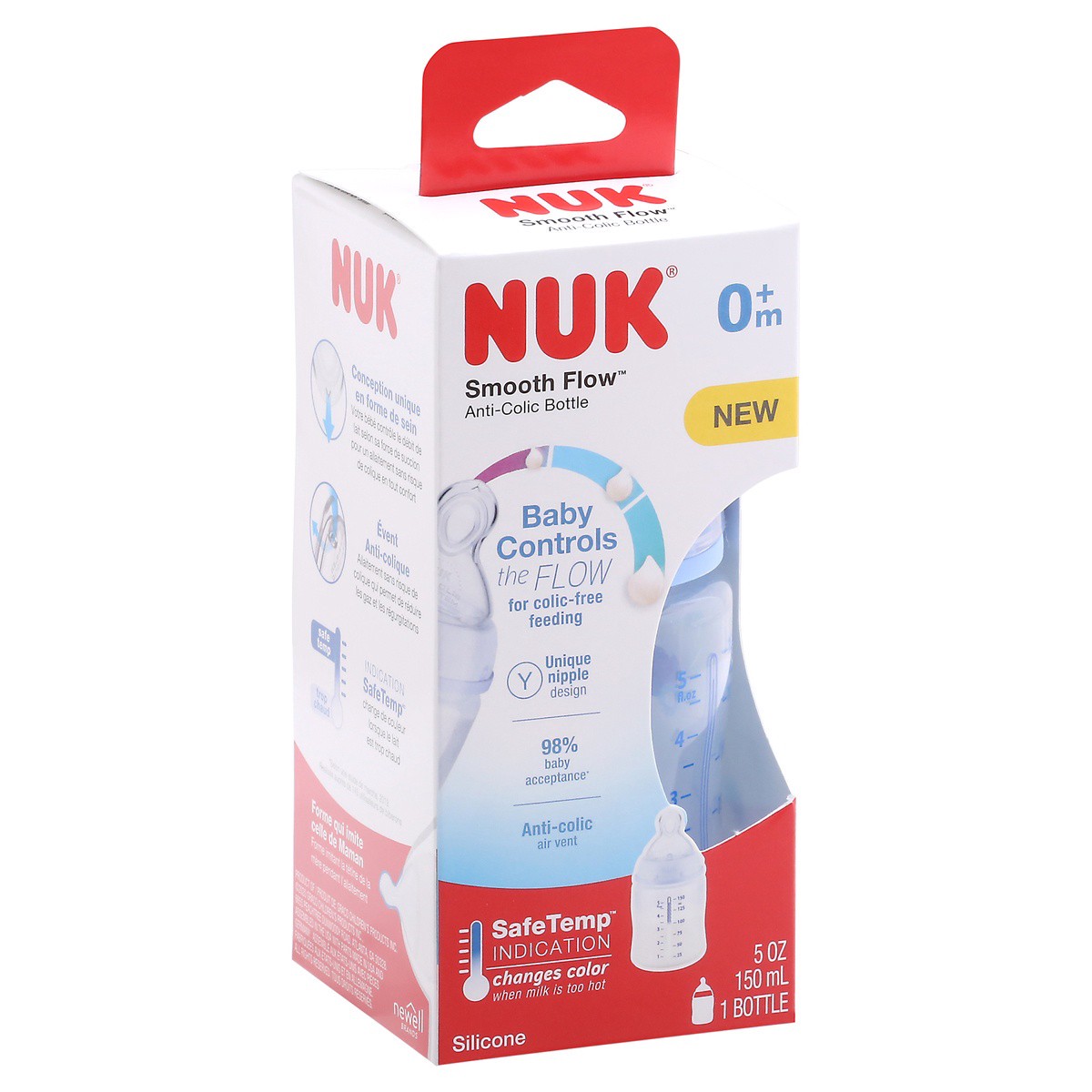 slide 1 of 9, NUK Smooth Flow 0+ Months Anti-Colic 5 Ounce Bottles 1 ea, 1 ct
