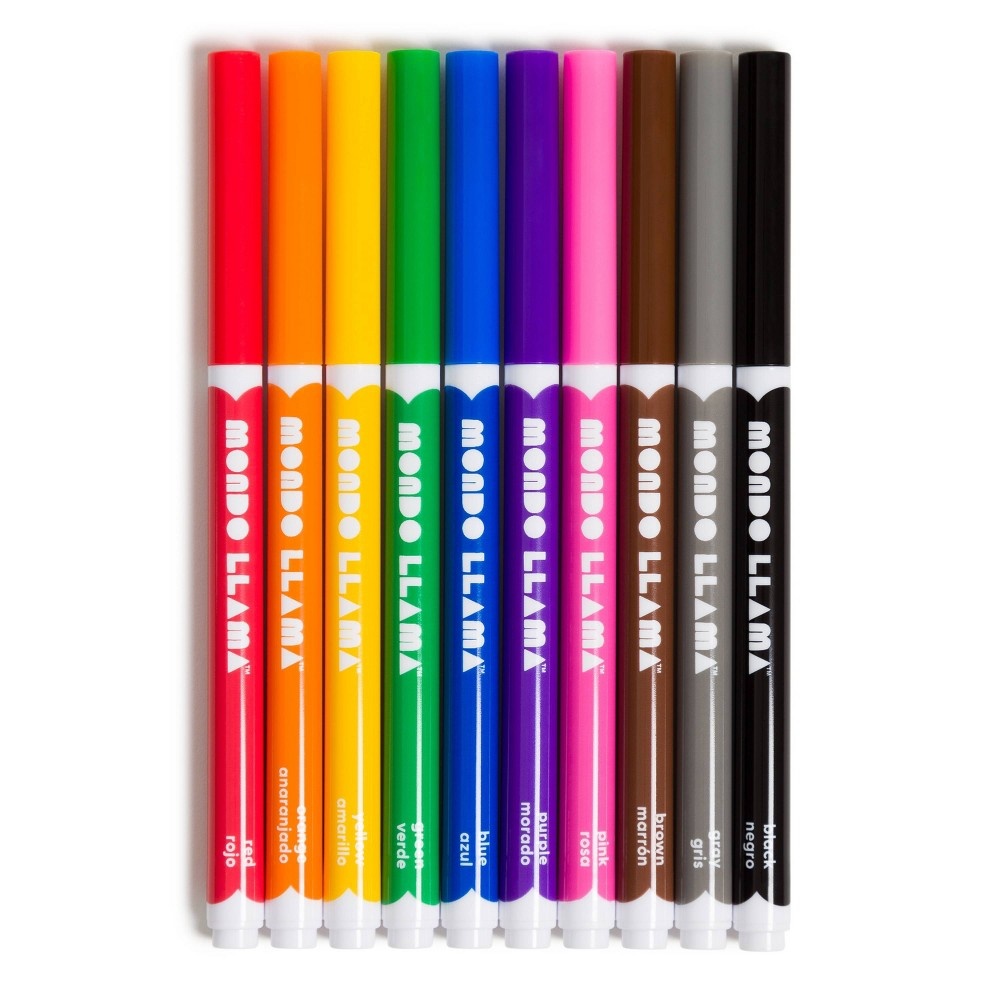 slide 3 of 6, 10ct Fine Tip Markers - Mondo Llama, 10 ct