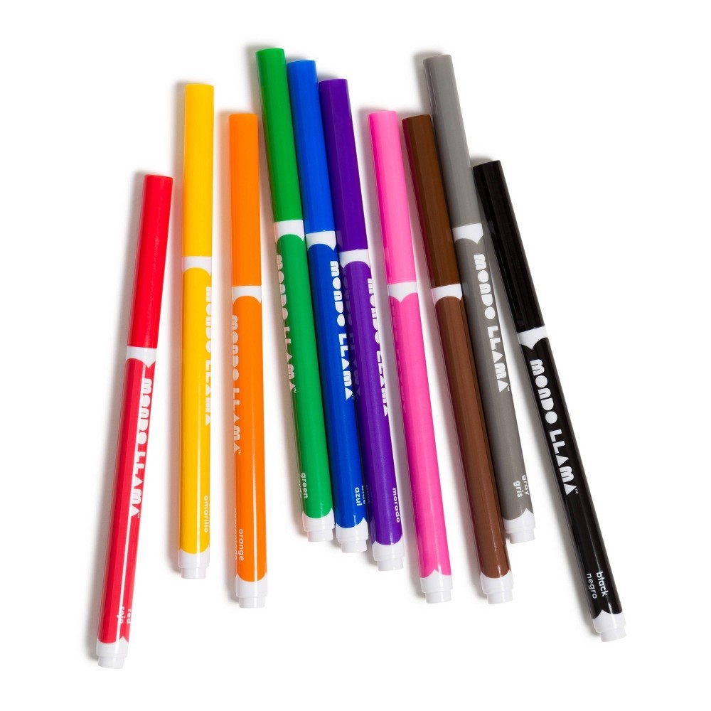 slide 2 of 6, 10ct Fine Tip Markers - Mondo Llama, 10 ct