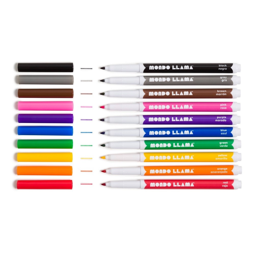 slide 4 of 6, 10ct Fine Tip Markers - Mondo Llama, 10 ct