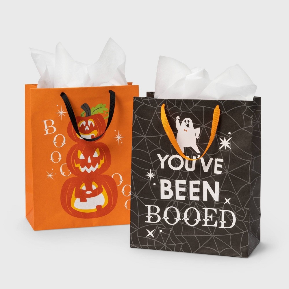 slide 3 of 3, Large Halloween Gift Bag Orange - Hyde & EEK! Boutique, 1 ct