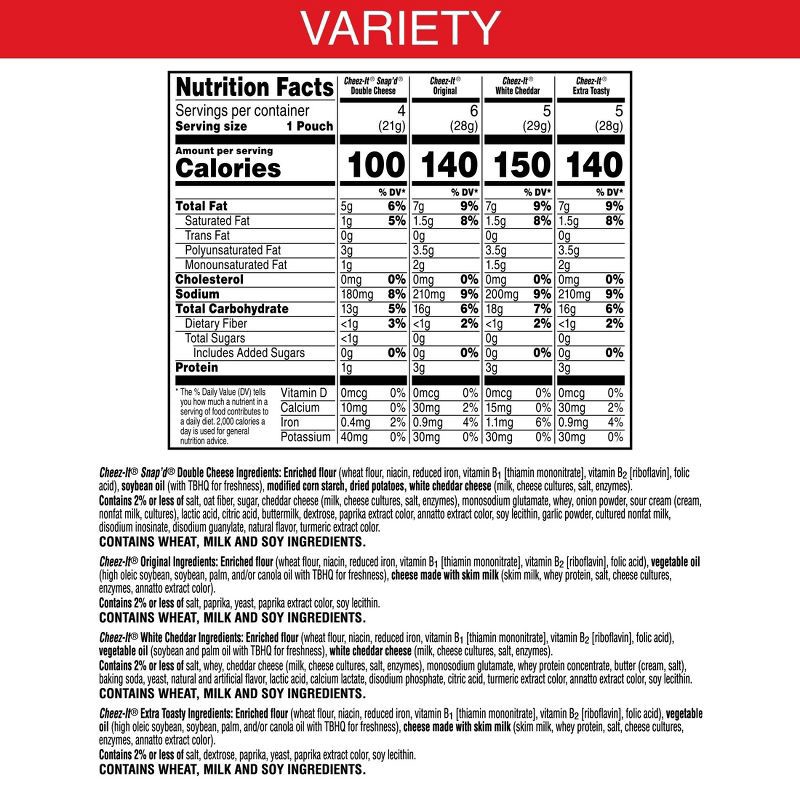 slide 3 of 6, Cheez-It Cheese Crackers Variety Pack - 19.1oz/20ct, 19.1 oz, 20 ct