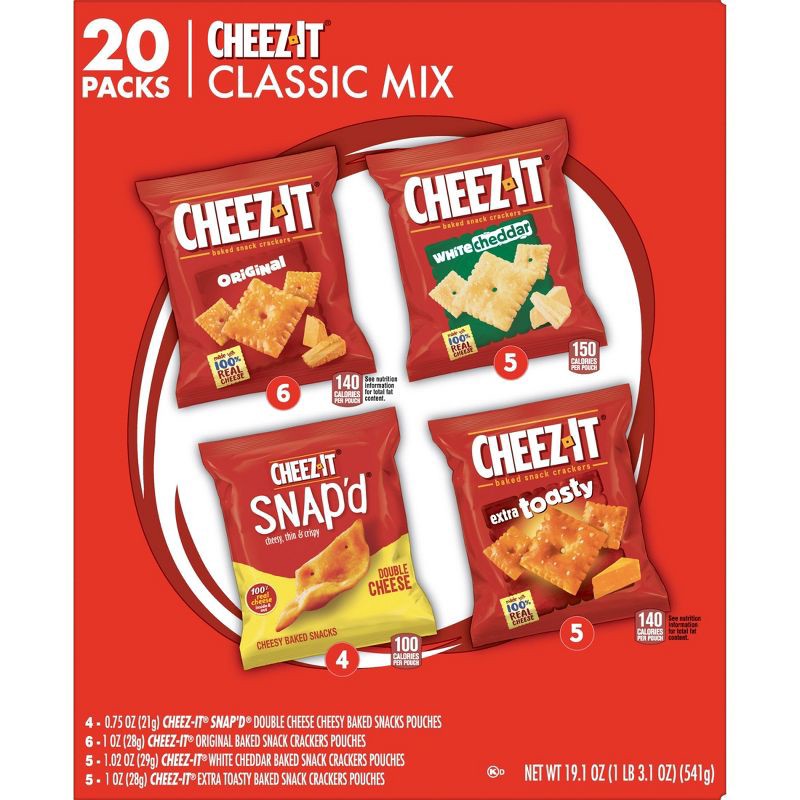 slide 5 of 6, Cheez-It Cheese Crackers Variety Pack - 19.1oz/20ct, 19.1 oz, 20 ct