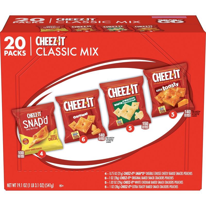 slide 1 of 6, Cheez-It Cheese Crackers Variety Pack - 19.1oz/20ct, 19.1 oz, 20 ct