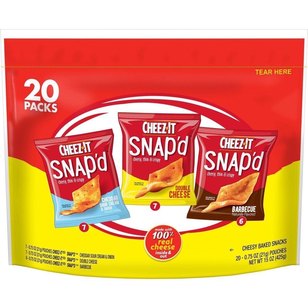 slide 3 of 8, Cheez-It SNAP'D Variety Pack - 15oz/20ct, 15 oz, 20 ct