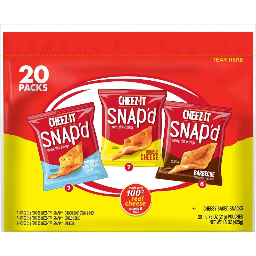 slide 4 of 8, Cheez-It SNAP'D Variety Pack - 15oz/20ct, 15 oz, 20 ct