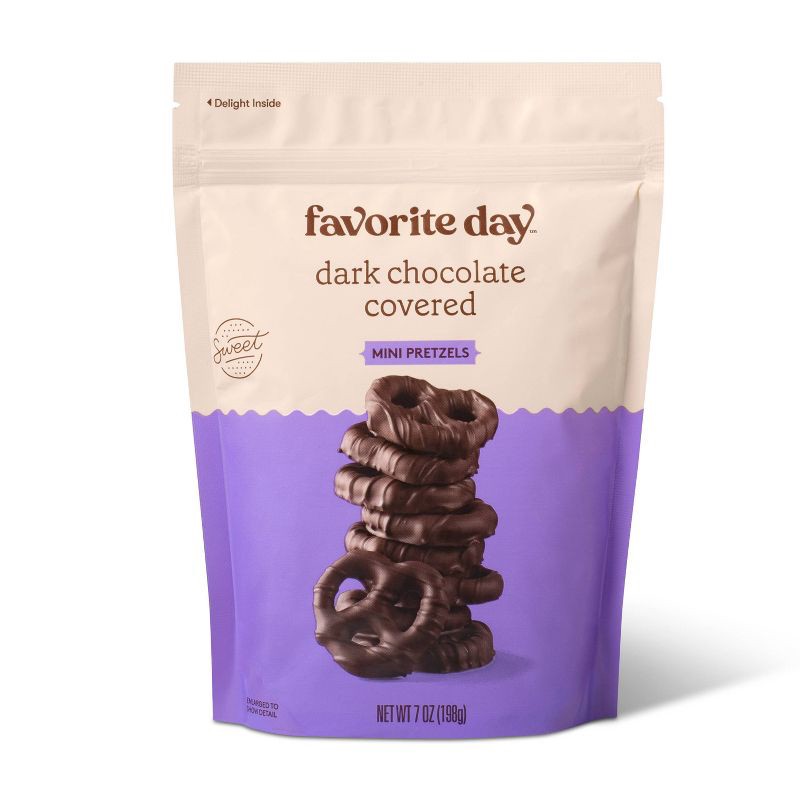 slide 1 of 3, Dark Chocolate Covered Mini Pretzels Candy - 7oz - Favorite Day™, 7 oz