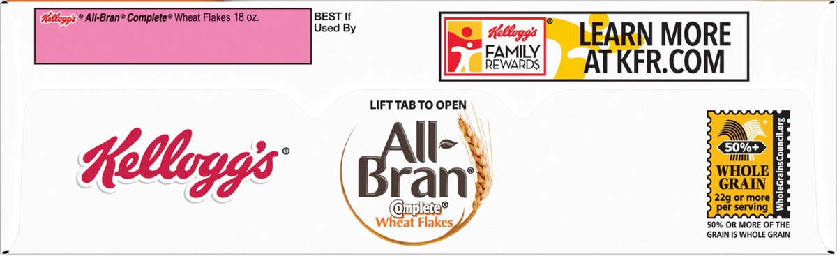 slide 7 of 7, All-Bran Kellogg's All Bran Breakfast Cereal, 8 Vitamins and Minerals, High Fiber Cereal, Complete Wheat Flakes, 18oz Box, 1 Box, 18 oz