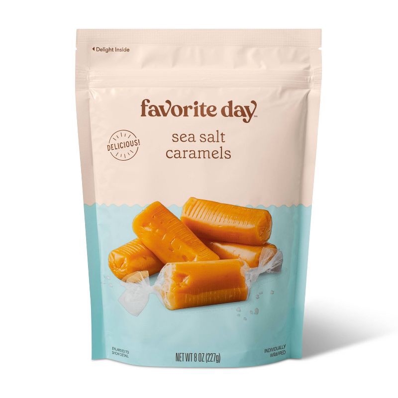 slide 1 of 3, Sea Salt Caramels - Individually Wrapped Candy - 8oz - Favorite Day™, 8 oz