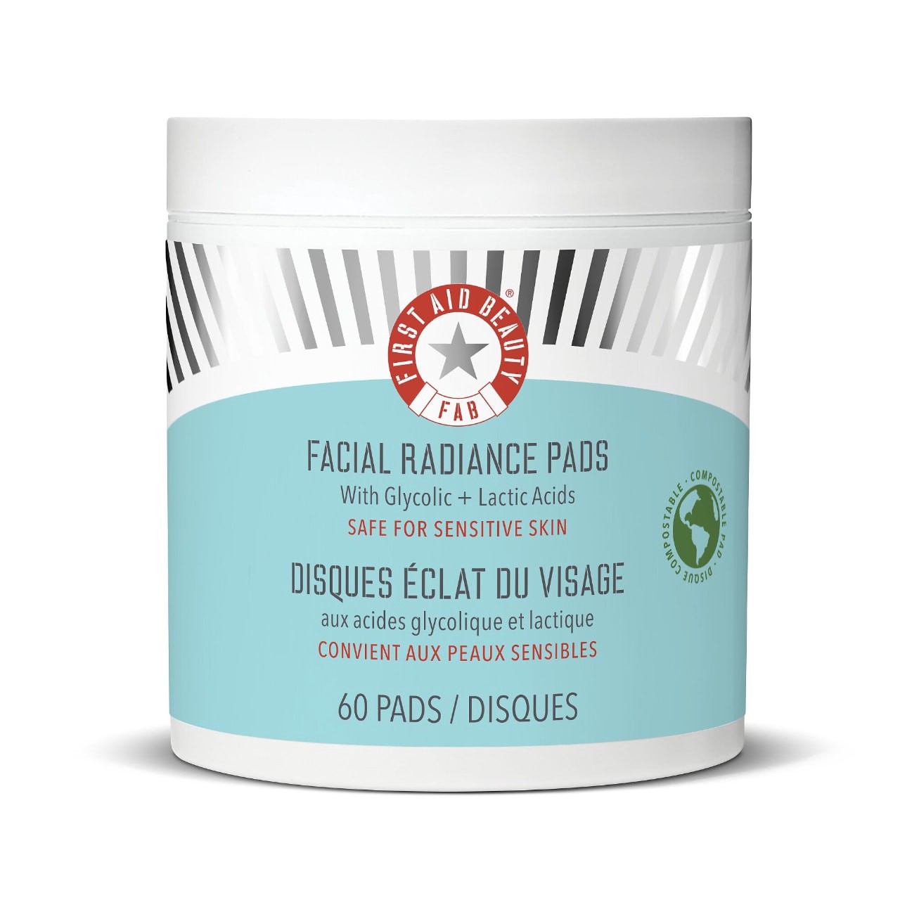 slide 1 of 1, First Aid Beauty Facial Radiance Pads with Glycolic + Lactic Acids Refillable 60 Pads / pack, 60 pads / pack