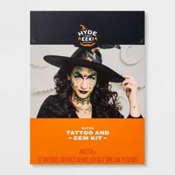 Witch Tattoo and Gem Halloween Costume Makeup Kit - Hyde and EEK! Boutique™: Eerie Look, Easy Apply, Face Template