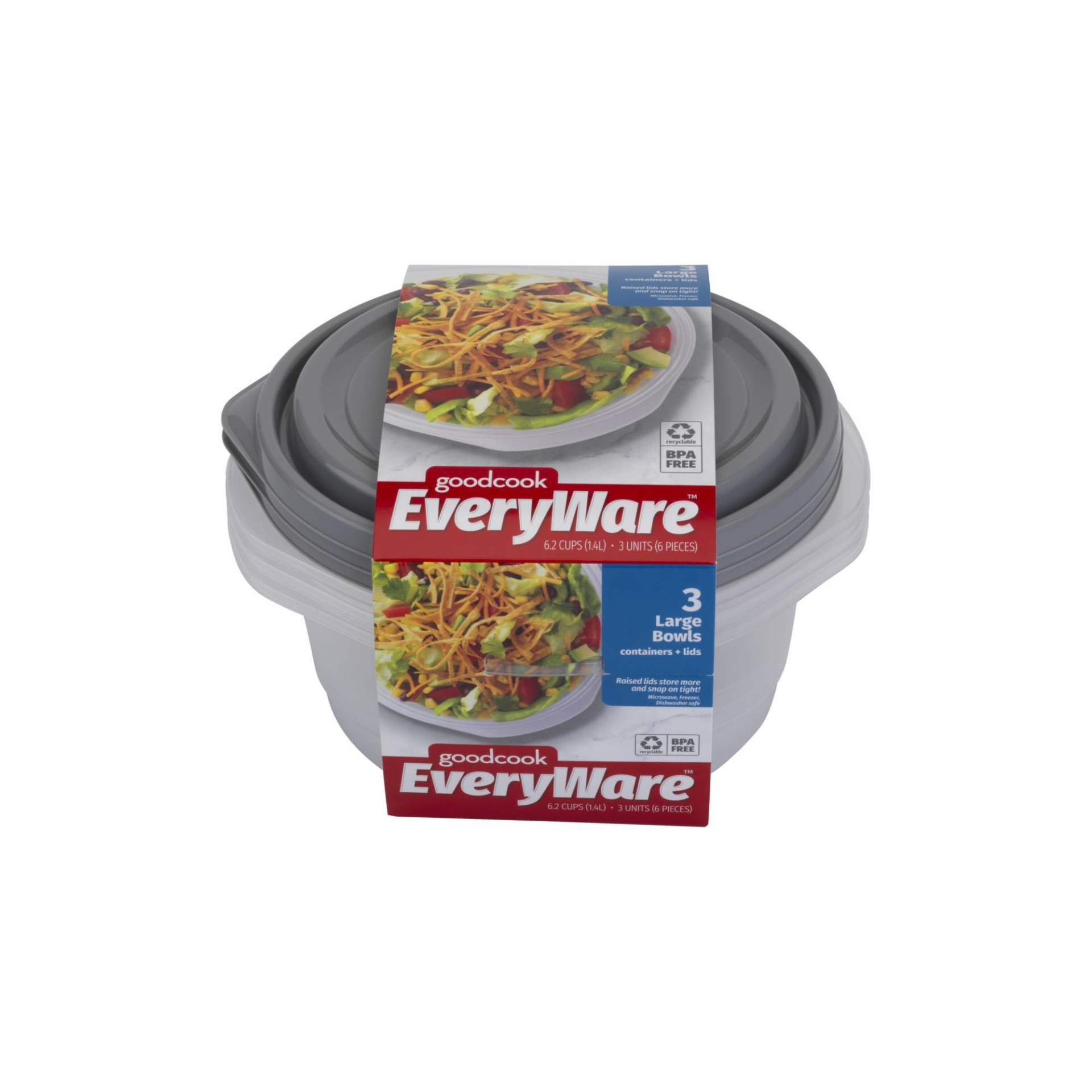 slide 1 of 4, GoodCook EveryWare Large Round Bowls, 3 ct