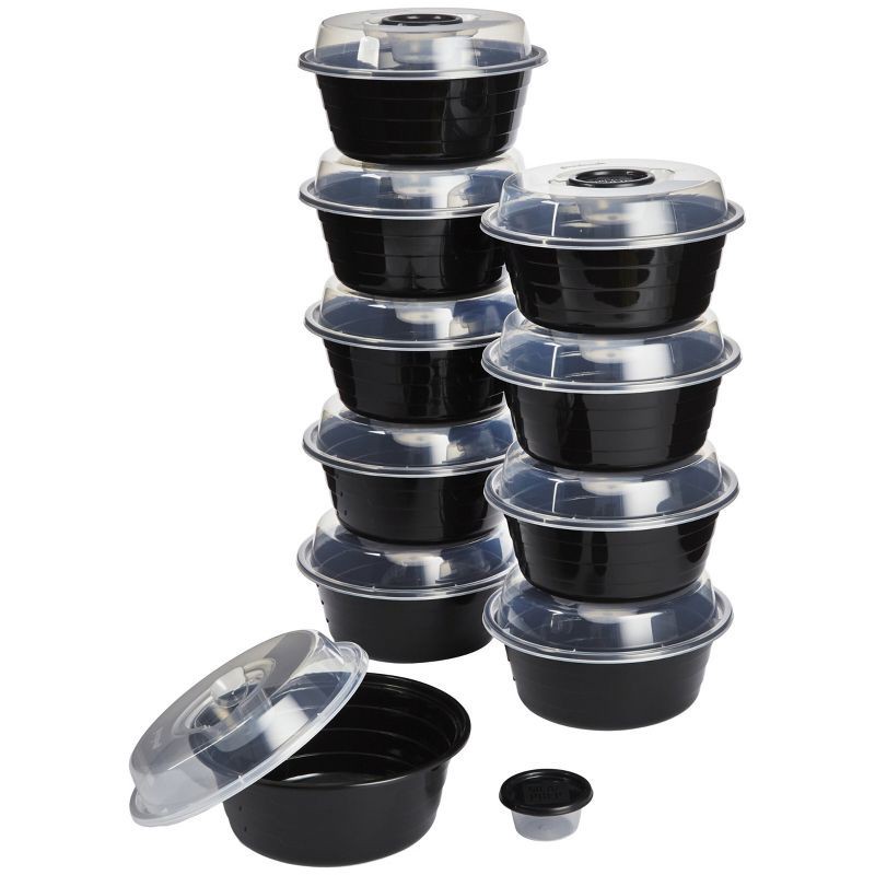 slide 2 of 12, GoodCook Meal Prep Salad Bowls Containers + Lids & Condiment Cup - 4Cups - 20pcs/10ct - Black, 20 ct, 10 ct