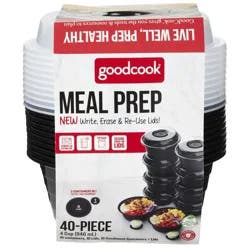 GoodCook Meal Prep Salad Bowls Containers + Lids & Condiment Cup - 4Cups - 20pcs/10ct - Black