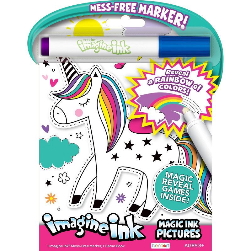 slide 1 of 3, Bendon Unicorn Imagine Ink Magic Ink Book, 1 ct
