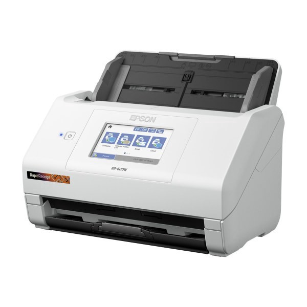 slide 3 of 9, Epson Rapidreceipt Rr-600W - Document Scanner - Contact Image Sensor (Cis) - Duplex - Legal - 600 Dpi X 600 Dpi - Up To 35 Ppm (Mono) / Up To 35 Ppm (Color) - Adf (100 Sheets) - Up To 4000 Scans Per Day - Usb 3.0, Wi-Fi, 100 ct