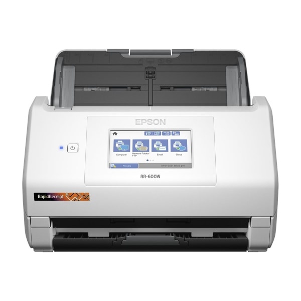 slide 1 of 2, Epson Rapidreceipt Rr-600W - Document Scanner - Contact Image Sensor (Cis) - Duplex - Legal - 600 Dpi X 600 Dpi - Up To 35 Ppm (Mono) / Up To 35 Ppm (Color) - Adf (100 Sheets) - Up To 4000 Scans Per Day - Usb 3.0, Wi-Fi, 100 ct