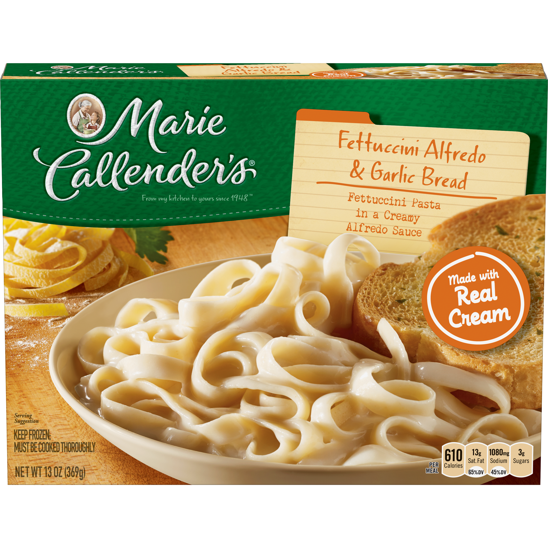 slide 1 of 4, Marie Callender's Fettuccini Alfredo with Garlic Bread, 13 Oz., 13 oz