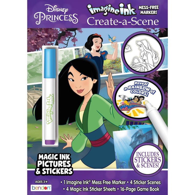 slide 1 of 3, Bendon Disney Princess Imagine Ink Sticker Scenes, 1 ct