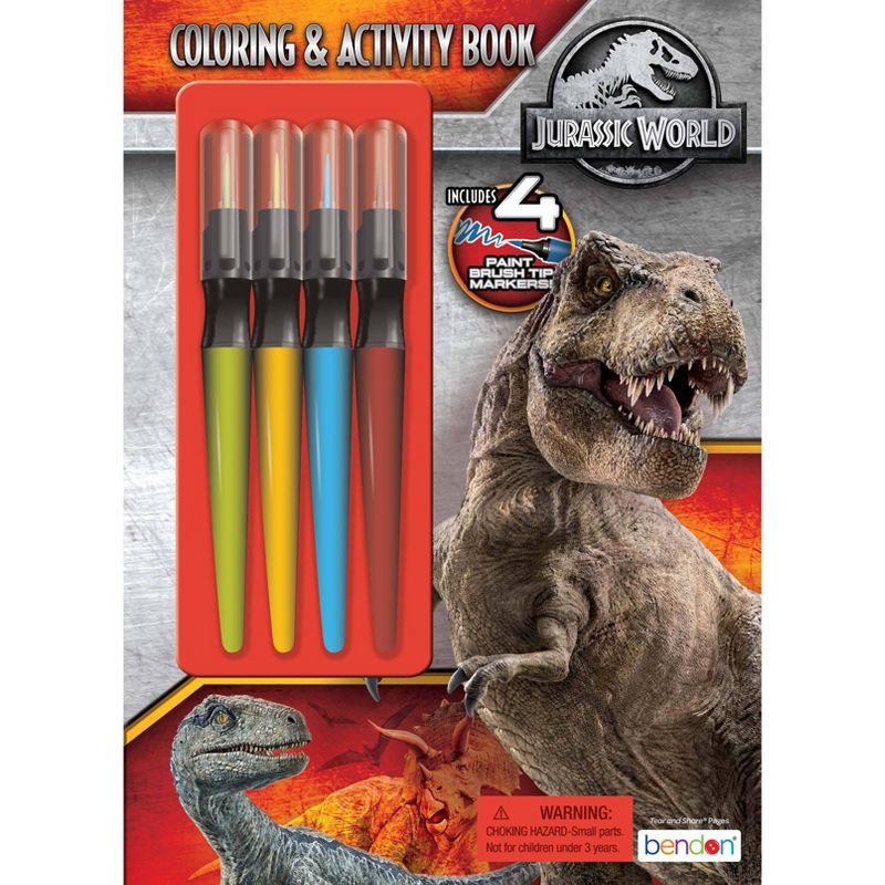 slide 1 of 3, Bendon Jurassic World Coloring Book with Brush Tip Markers, 1 ct