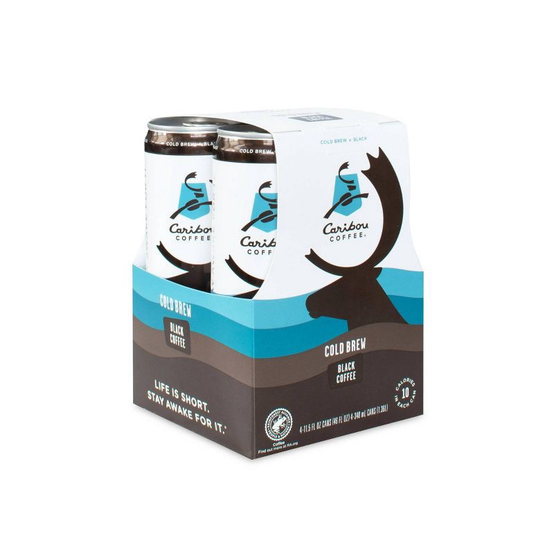 slide 1 of 3, Caribou Coffee Cold Brew Black - 4pk/11.5 fl oz Cans, 4 ct; 11.5 fl oz