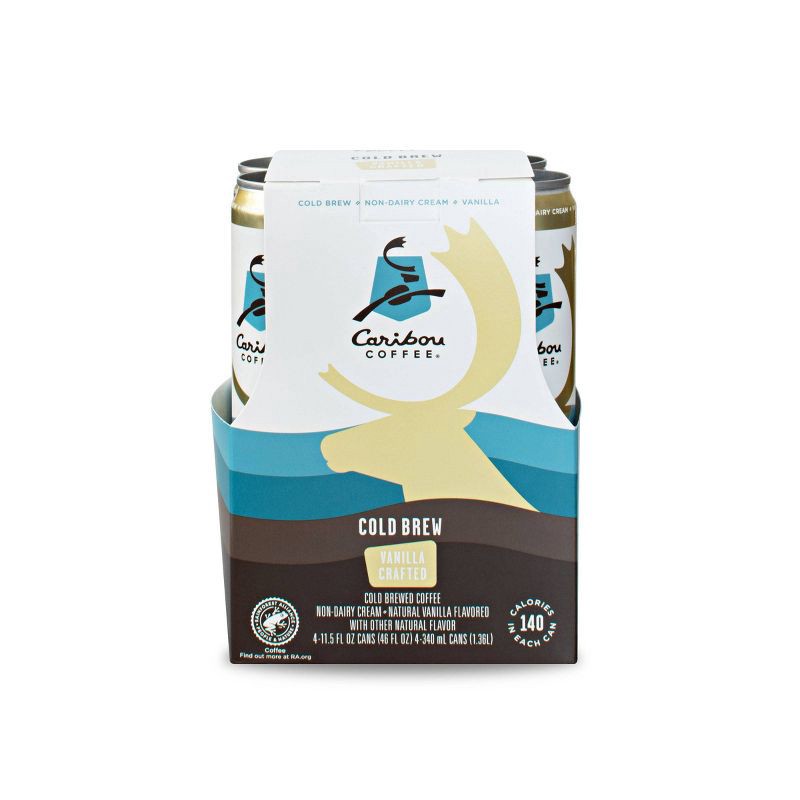 slide 2 of 3, Caribou Coffee Cold Brew Vanilla Crafted - 4pk/11.5 fl oz Cans, 4 ct; 11.5 fl oz