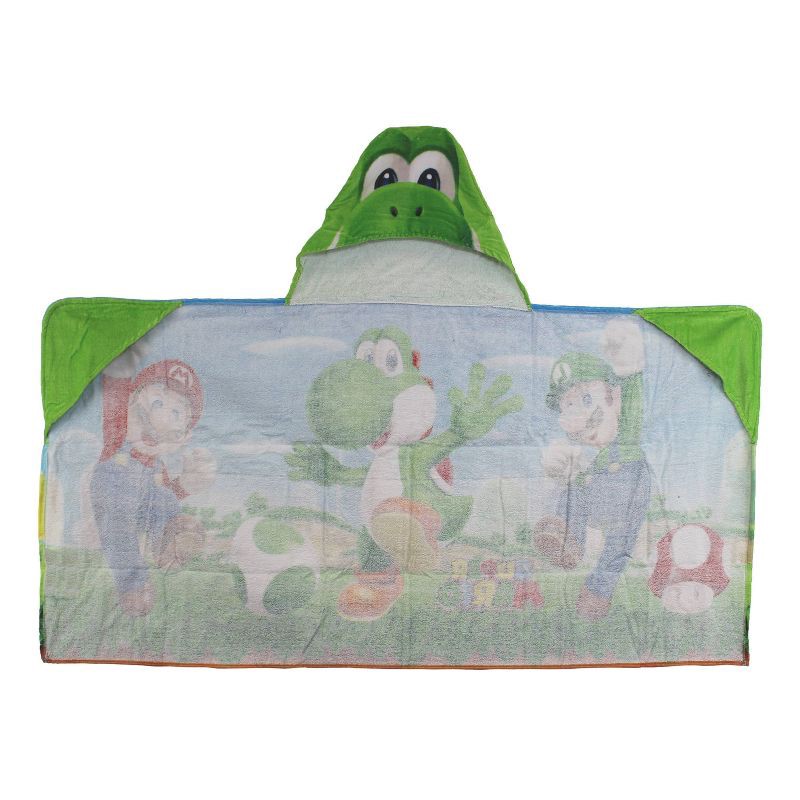 slide 2 of 5, Super Mario Yoshi Kids' Hooded Towel, 1 ct