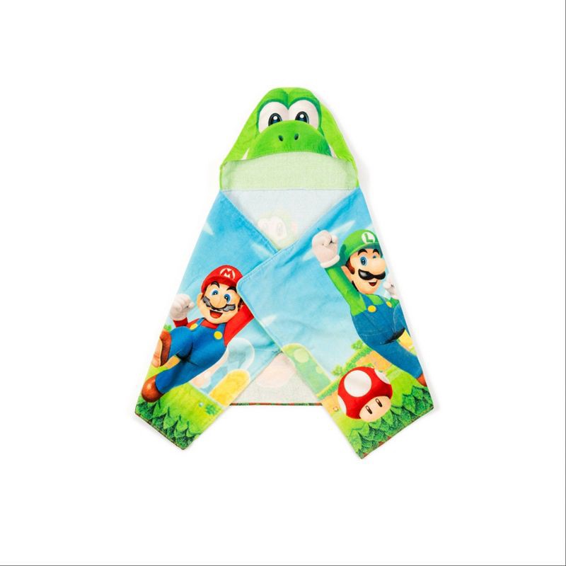 slide 3 of 5, Super Mario Yoshi Kids' Hooded Towel, 1 ct