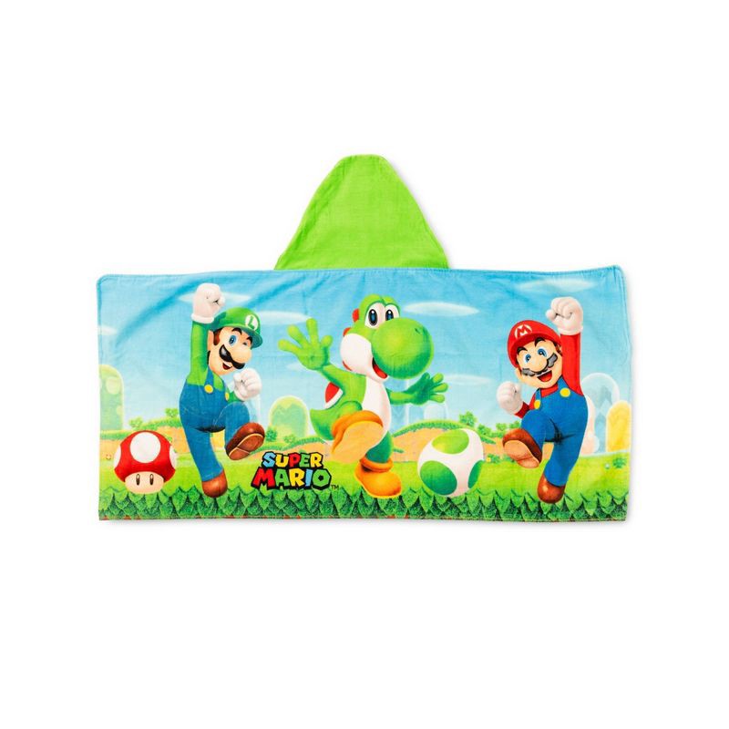 slide 4 of 5, Super Mario Yoshi Kids' Hooded Towel, 1 ct