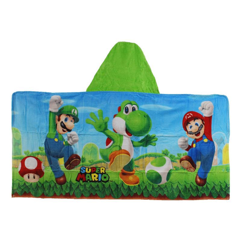 slide 1 of 5, Super Mario Yoshi Kids' Hooded Towel, 1 ct
