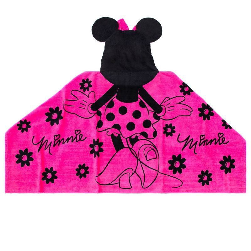 slide 3 of 5, Minnie Mouse Kids' Hooded Towel, 1 ct