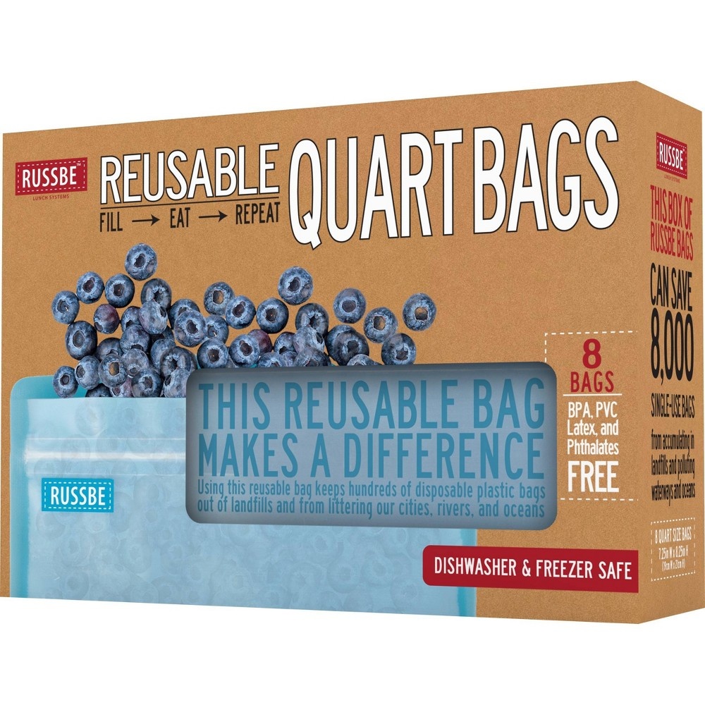 slide 4 of 4, Russbe Reusable Quart Bags, 8 ct