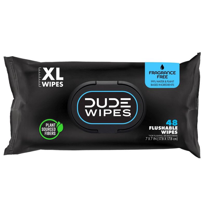 slide 2 of 7, Dude Wipes Fragrance Free Flushable Wipes - 3pk/48ct, 3 ct, 48 ct