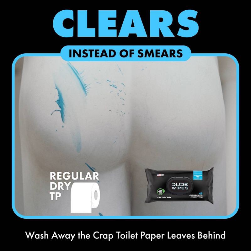 slide 3 of 7, Dude Wipes Fragrance Free Flushable Wipes - 3pk/48ct, 3 ct, 48 ct