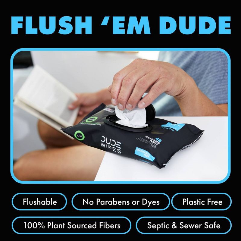 slide 4 of 7, Dude Wipes Fragrance Free Flushable Wipes - 3pk/48ct, 3 ct, 48 ct