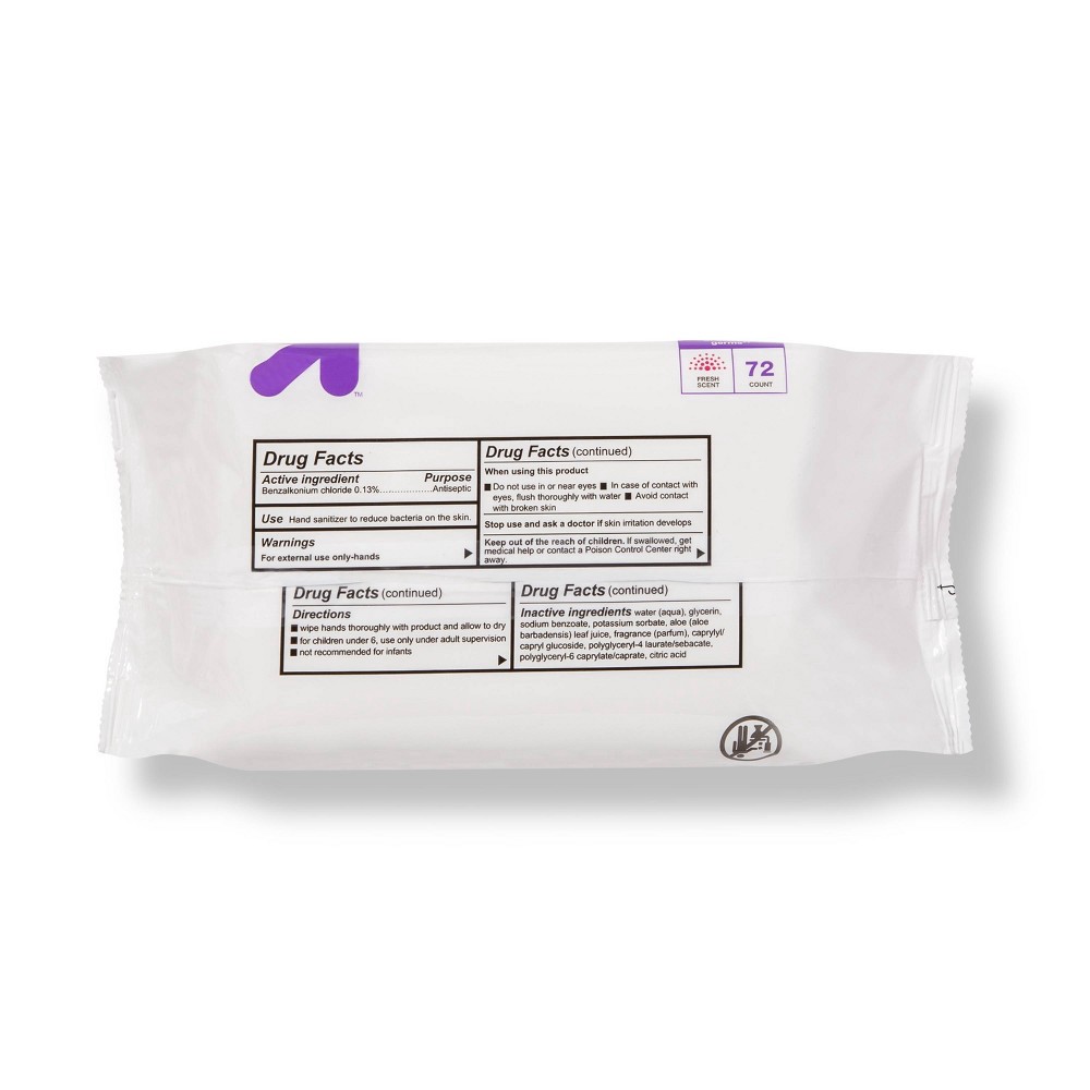 slide 3 of 3, Antibacterial Moist Wipes Fresh Scent - 72ct - up & up, 72 ct