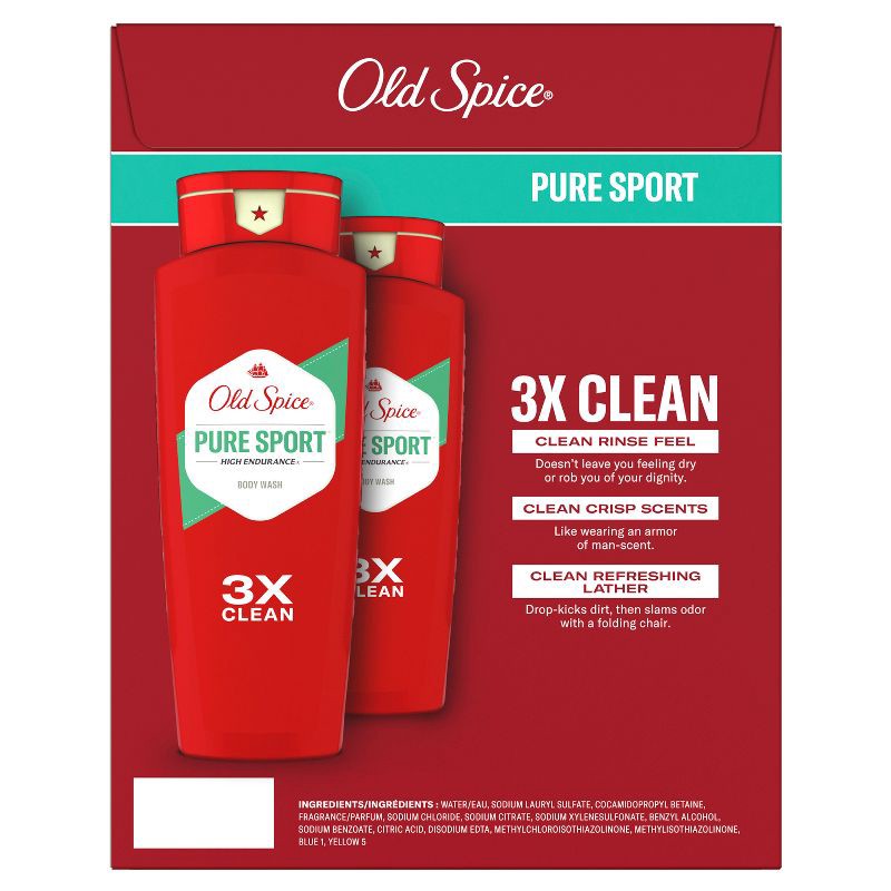 slide 6 of 8, Old Spice High Endurance Pure Sport Body Wash - 24 fl oz/2pk, 24 fl oz, 2 ct