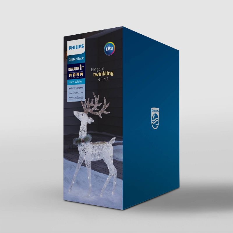 slide 3 of 3, Philips 48" LED Glitter String Buck Novelty Sculpture Light Pure White Twinkle, 1 ct