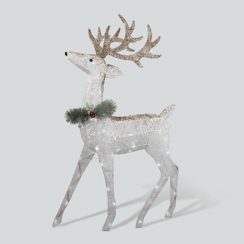 slide 1 of 3, Philips 48" LED Glitter String Buck Novelty Sculpture Light Pure White Twinkle, 1 ct