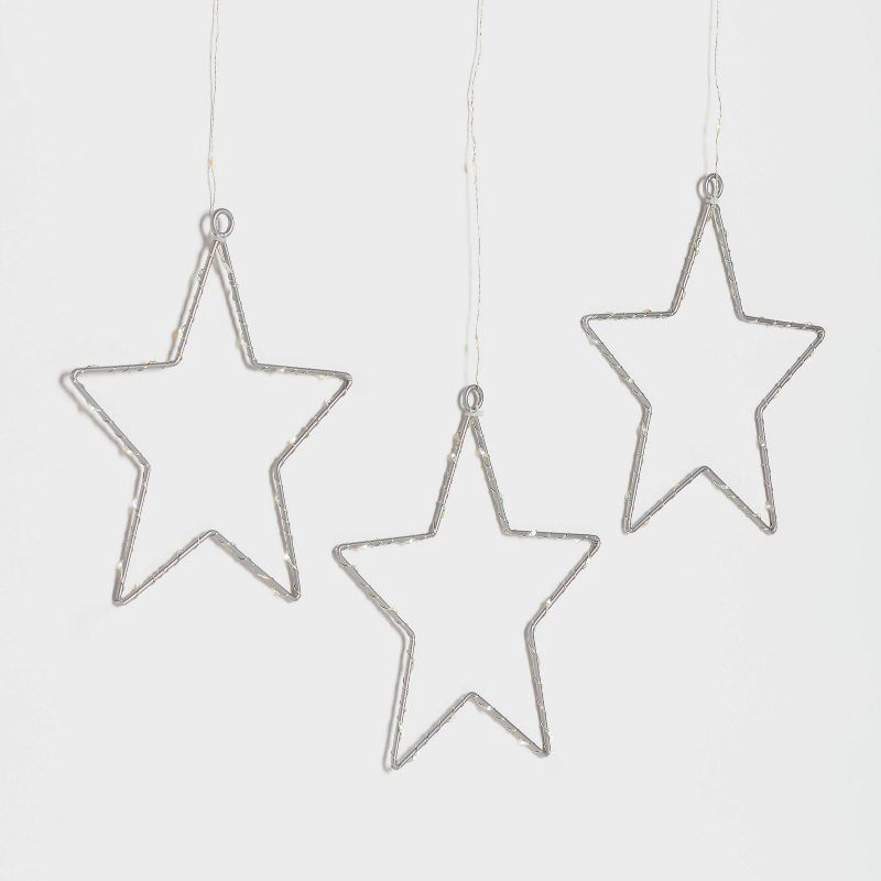 slide 3 of 5, 3pk 12in Lighted Window Curtain Stars Christmas Novelty Silhouette Lights Warm White - Wondershop™, 3 ct