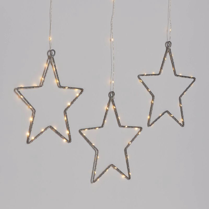 slide 1 of 5, 3pk 12in Lighted Window Curtain Stars Christmas Novelty Silhouette Lights Warm White - Wondershop™, 3 ct